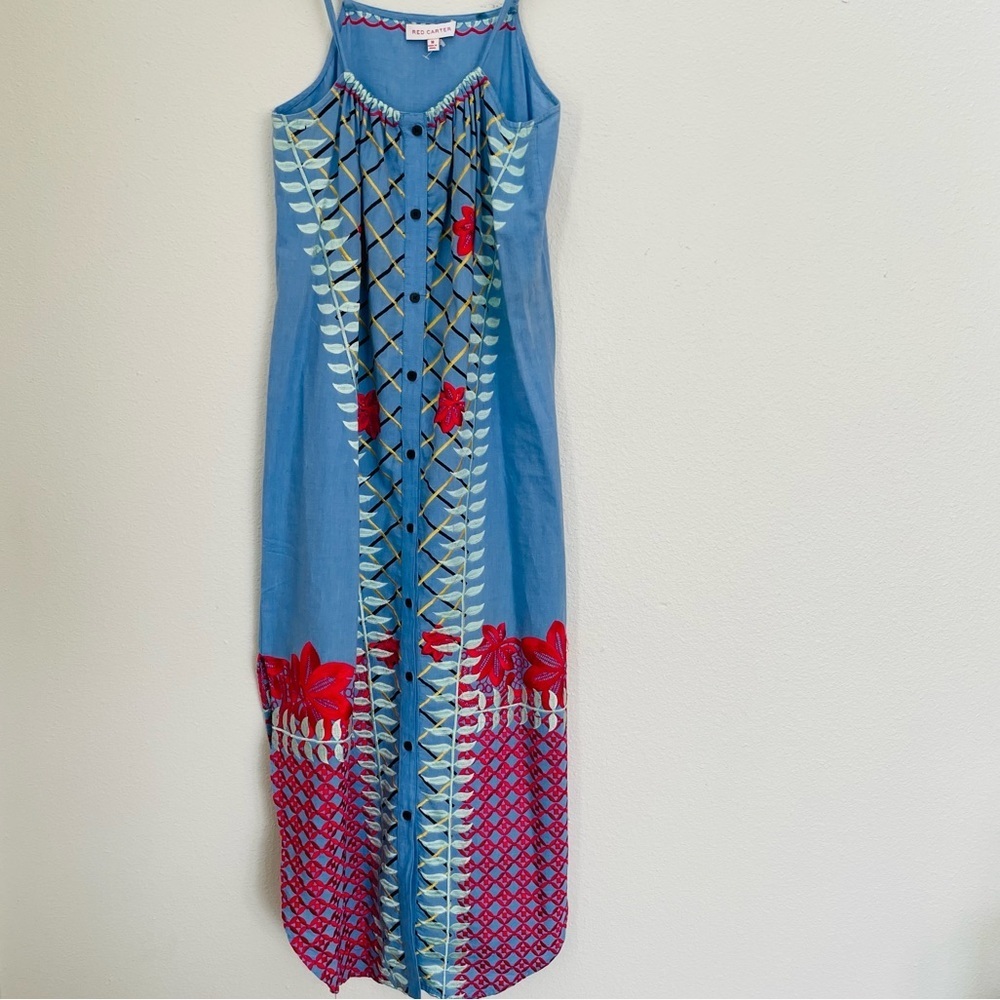 ANTHROPOLOGIE | Red Carter Palisades Embroidered Midi Dress Size M - Picture 12 of 13